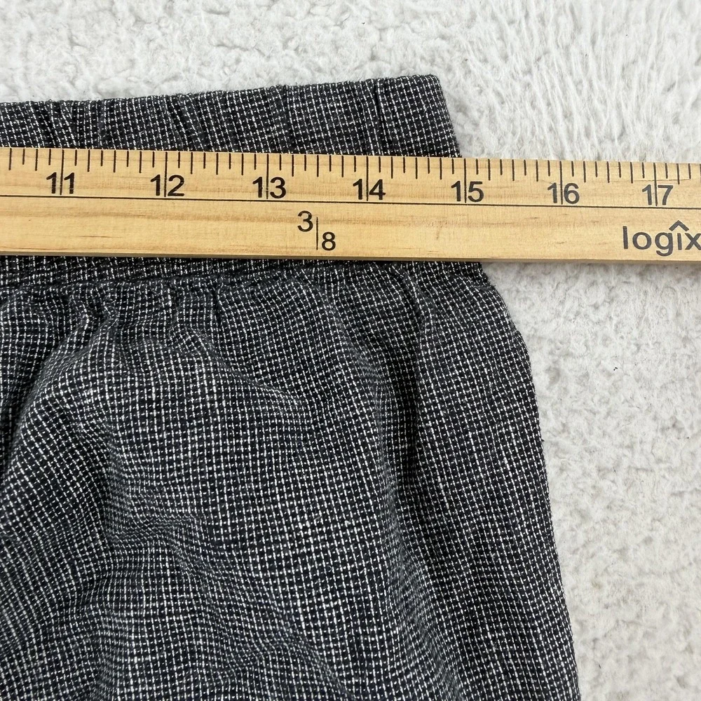 Eileen Fisher Pants Womens Petite Small Gray Check Hemp Cotton Ankle Elastic